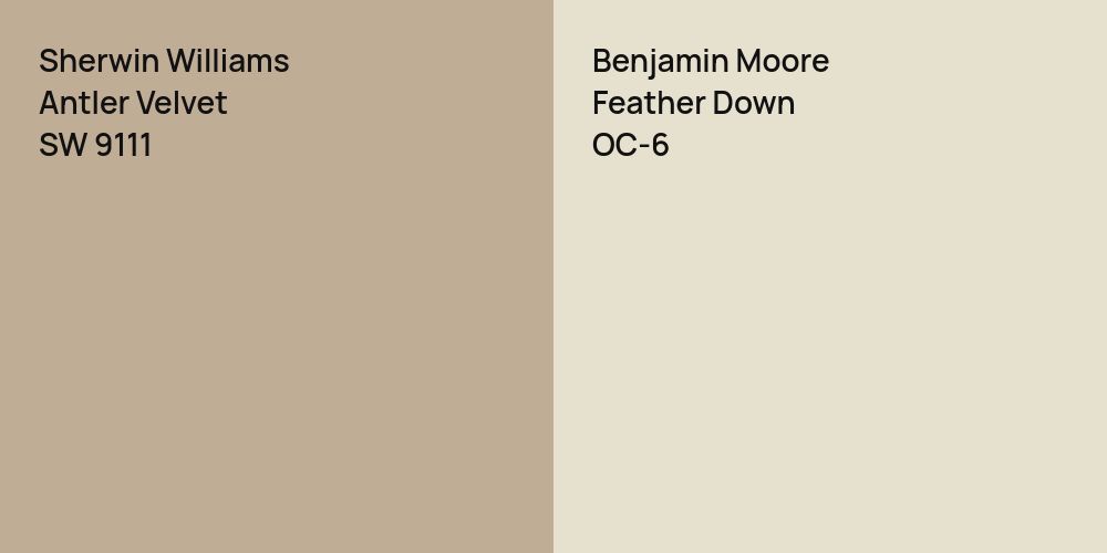 Sherwin Williams Antler Velvet vs. Benjamin Moore Feather Down