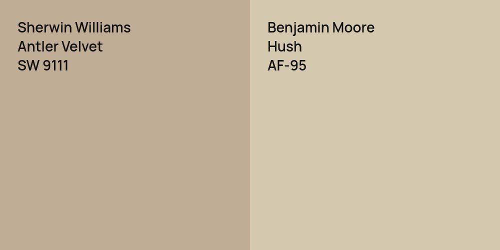 Sherwin Williams Antler Velvet vs. Benjamin Moore Hush