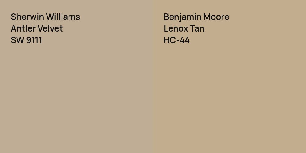 Sherwin Williams Antler Velvet vs. Benjamin Moore Lenox Tan