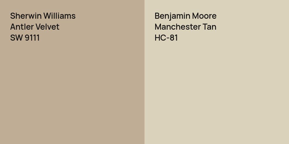 Sherwin Williams Antler Velvet vs. Benjamin Moore Manchester Tan