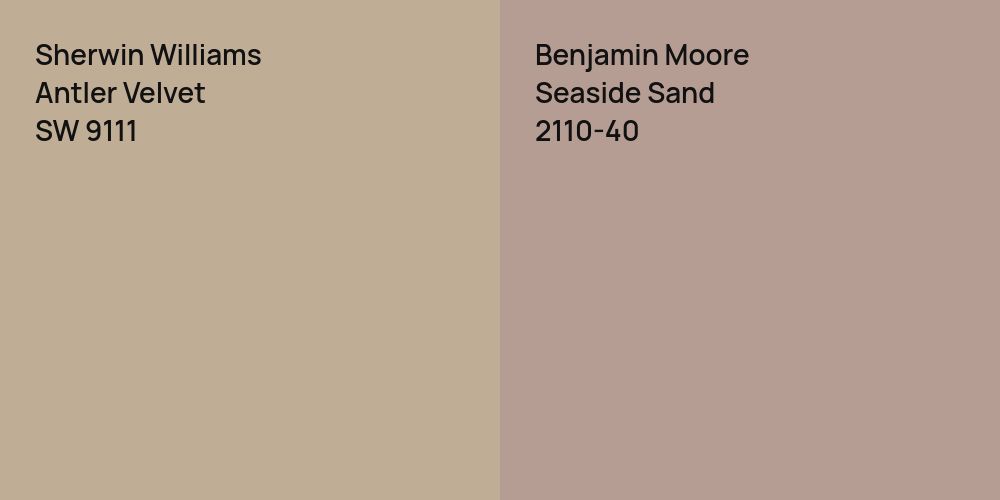 Sherwin Williams Antler Velvet vs. Benjamin Moore Seaside Sand