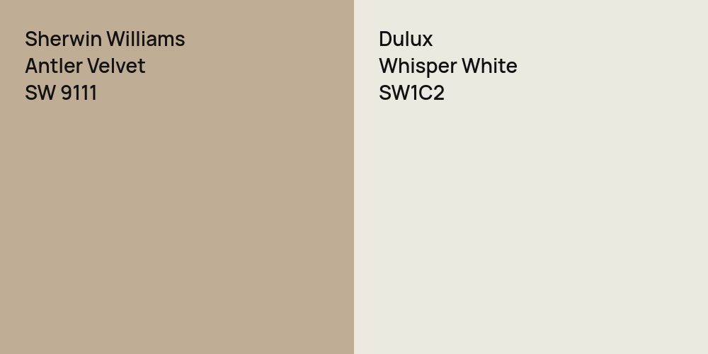 Sherwin Williams Antler Velvet vs. Dulux Whisper White