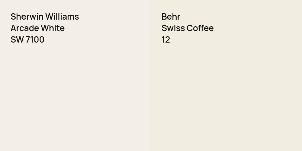 Sherwin Williams Arcade White vs. Behr Swiss Coffee