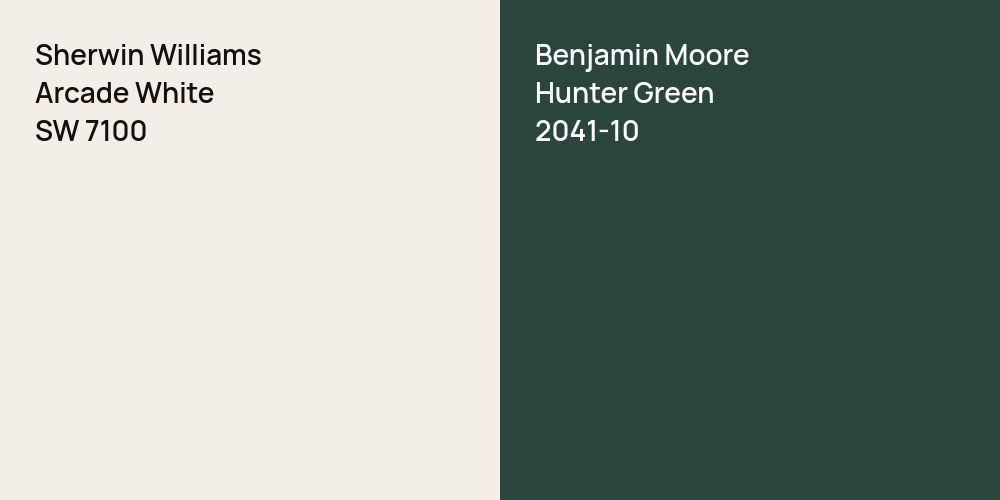 Sherwin Williams Arcade White vs. Benjamin Moore Hunter Green