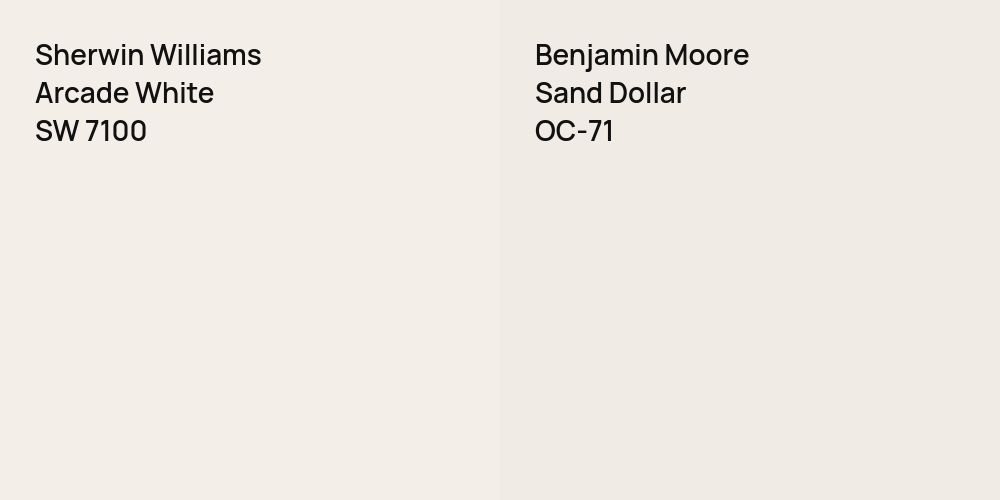 Sherwin Williams Arcade White vs. Benjamin Moore Sand Dollar