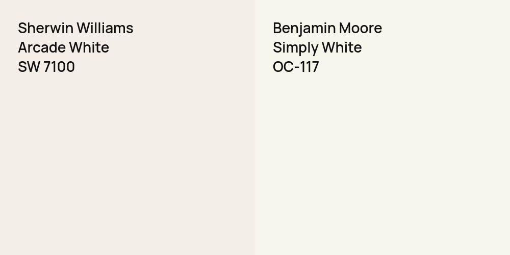 Sherwin Williams Arcade White vs. Benjamin Moore Simply White