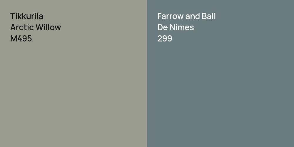 Tikkurila Arctic Willow vs. Farrow and Ball De Nimes