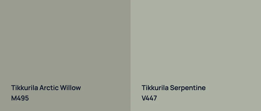 Tikkurila Arctic Willow M495 vs Tikkurila Serpentine V447