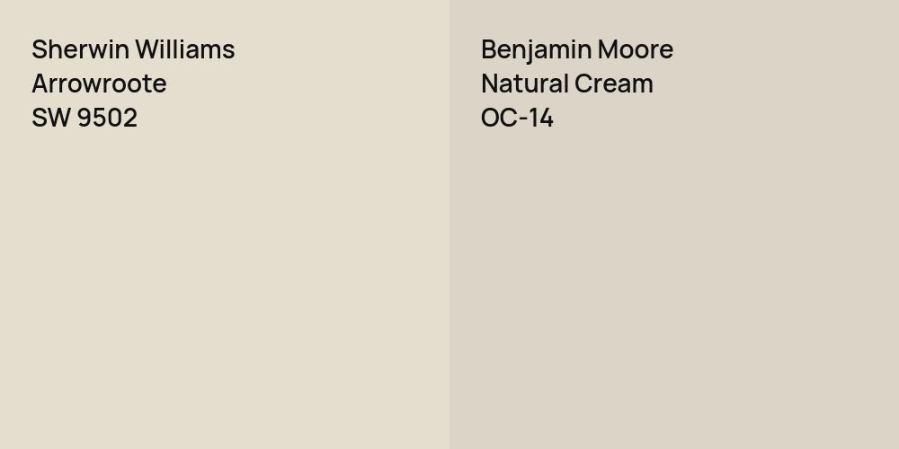 Sherwin Williams Arrowroote vs. Benjamin Moore Natural Cream