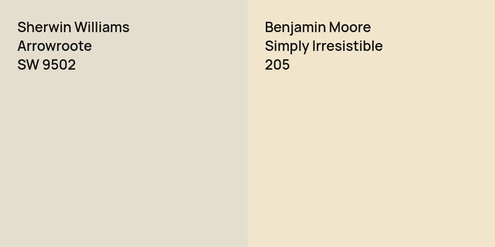 Sherwin Williams Arrowroote vs. Benjamin Moore Simply Irresistible