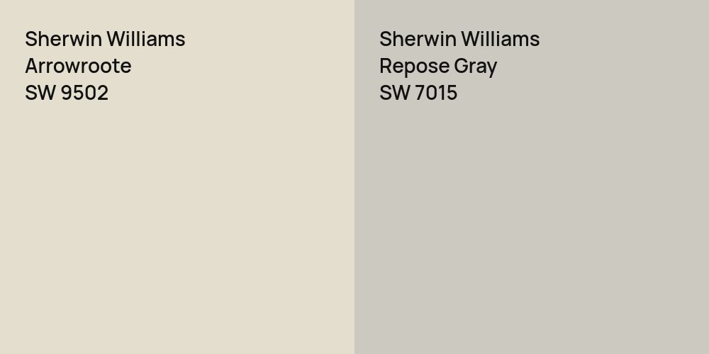 Sherwin Williams Arrowroote vs. Sherwin Williams Repose Gray