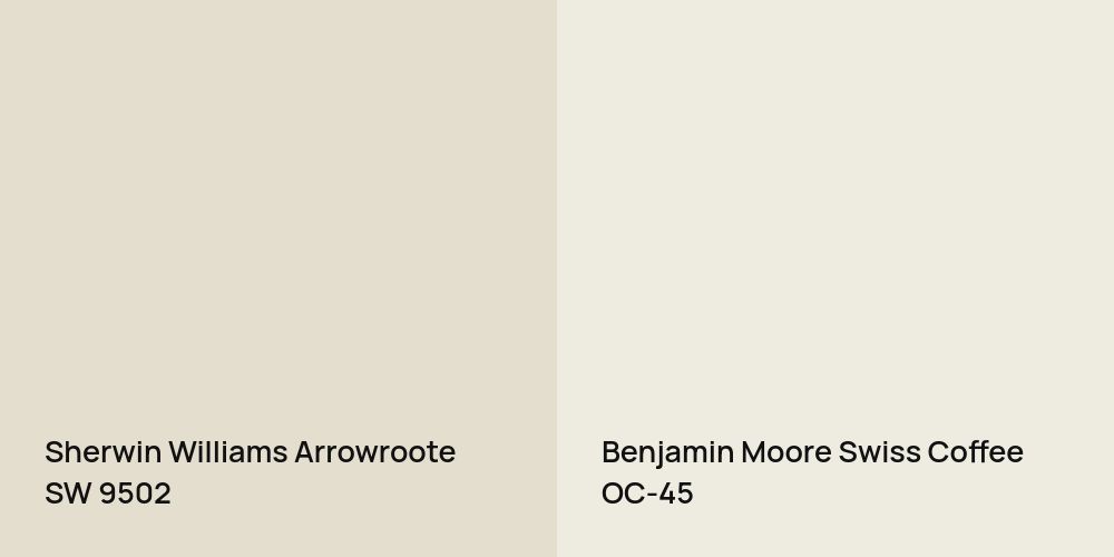 Sherwin Williams Arrowroote vs. Benjamin Moore Swiss Coffee