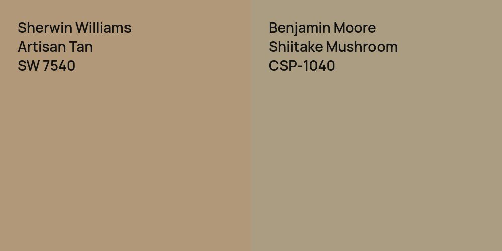 Sherwin Williams Artisan Tan vs. Benjamin Moore Shiitake Mushroom