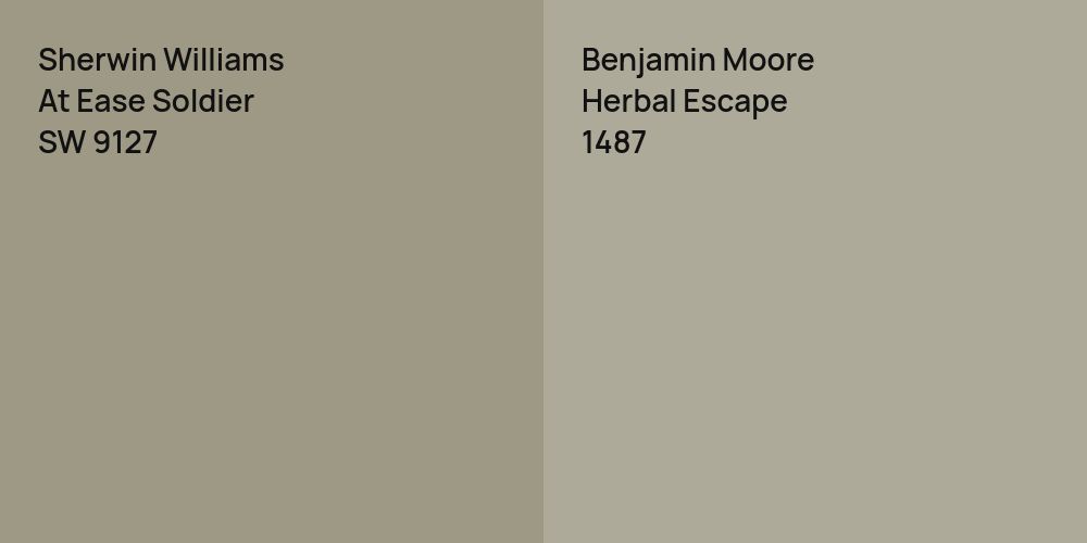 Sherwin Williams At Ease Soldier vs. Benjamin Moore Herbal Escape