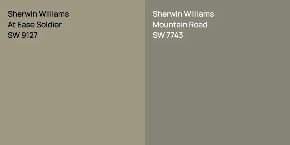 Sherwin Williams At Ease Soldier vs. Sherwin Williams Mountain Road