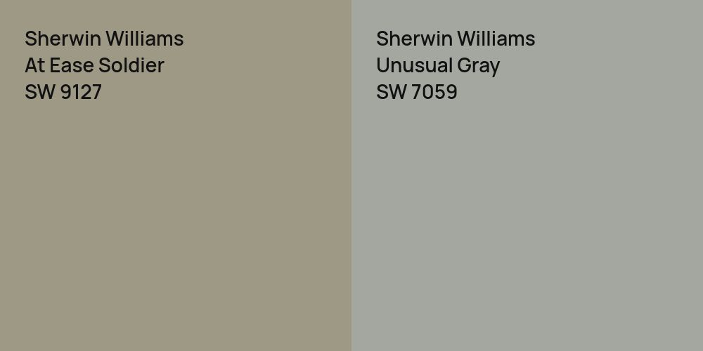 Sherwin Williams At Ease Soldier vs. Sherwin Williams Unusual Gray