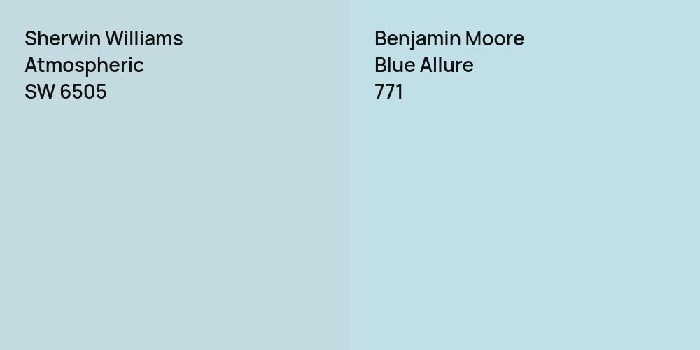 Sherwin Williams Atmospheric vs. Benjamin Moore Blue Allure