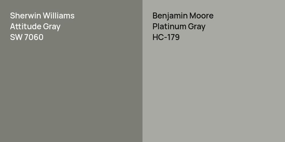 Sherwin Williams Attitude Gray vs. Benjamin Moore Platinum Gray