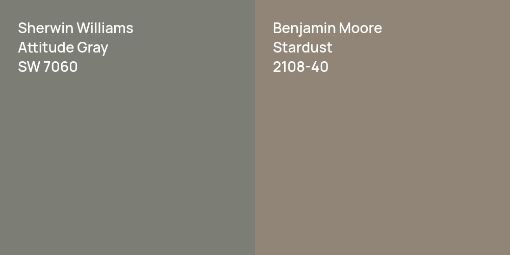 Sherwin Williams Attitude Gray vs. Benjamin Moore Stardust