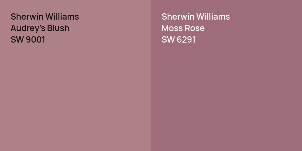 Sherwin Williams Audrey's Blush vs. Sherwin Williams Moss Rose