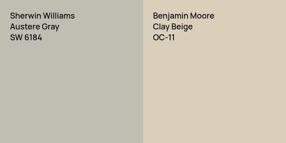 Sherwin Williams Austere Gray vs. Benjamin Moore Clay Beige