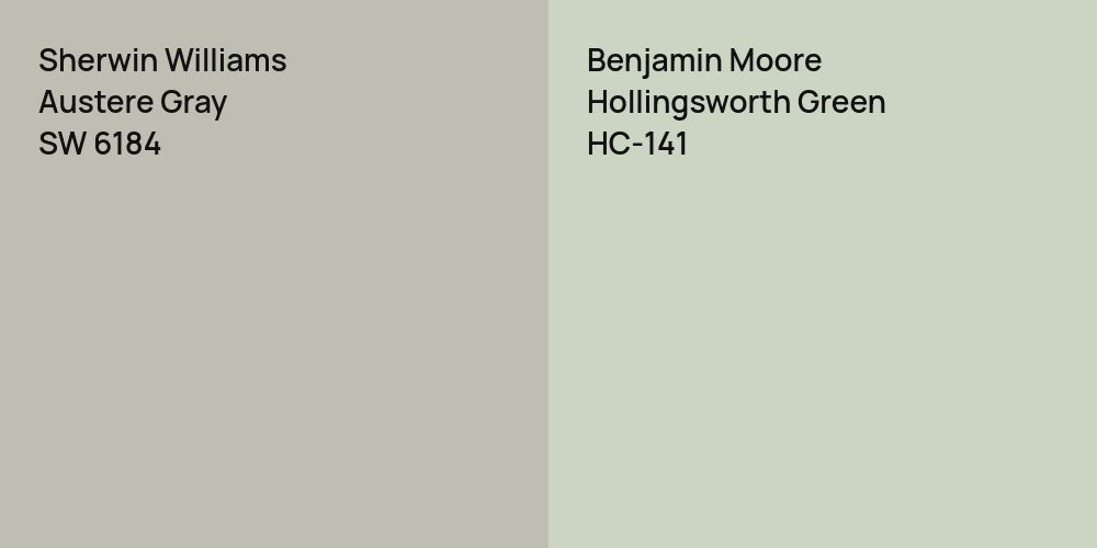 Sherwin Williams Austere Gray vs. Benjamin Moore Hollingsworth Green