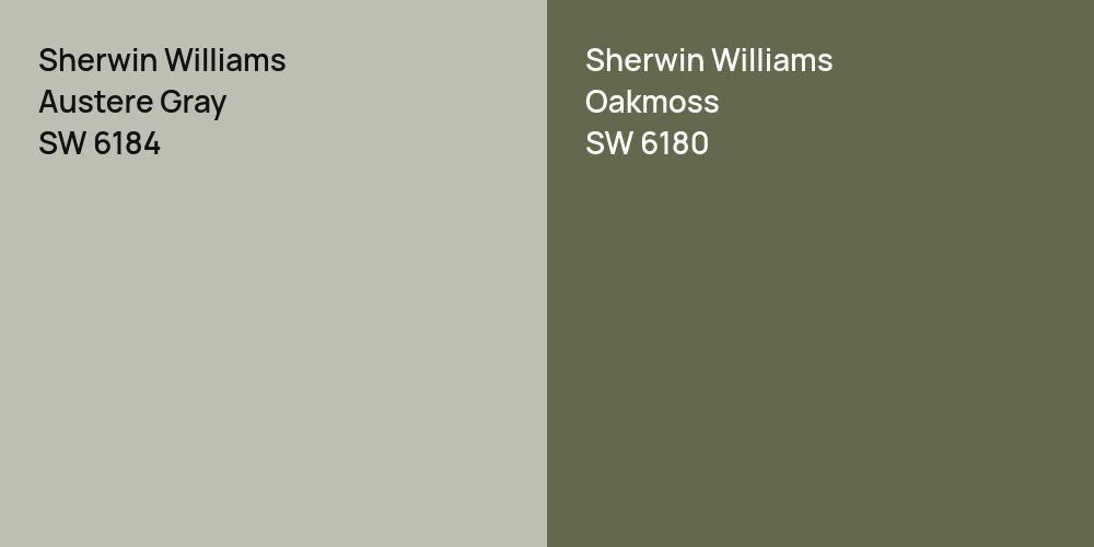 Sherwin Williams Austere Gray vs. Sherwin Williams Oakmoss