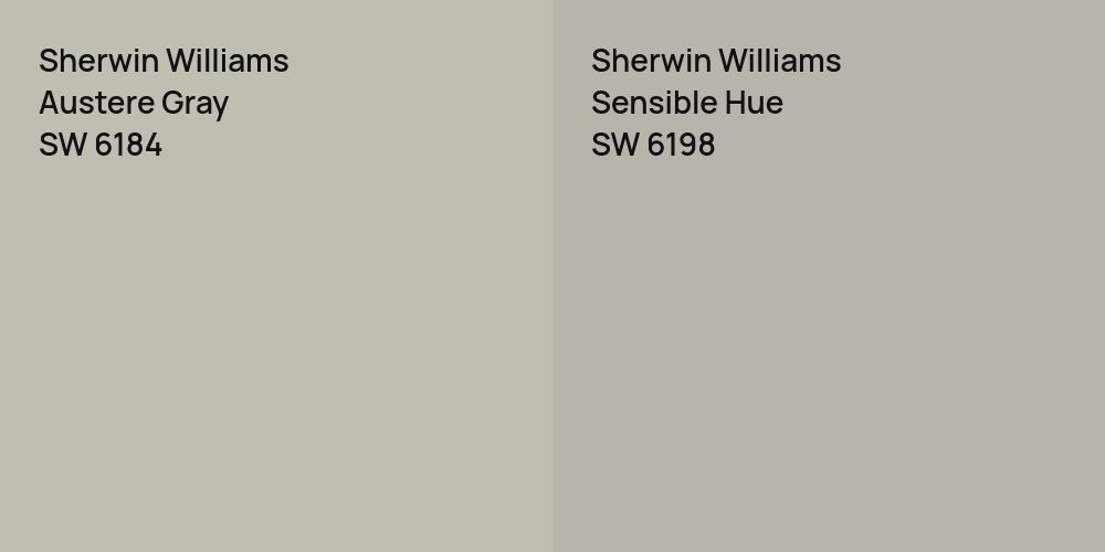 Sherwin Williams Austere Gray vs. Sherwin Williams Sensible Hue