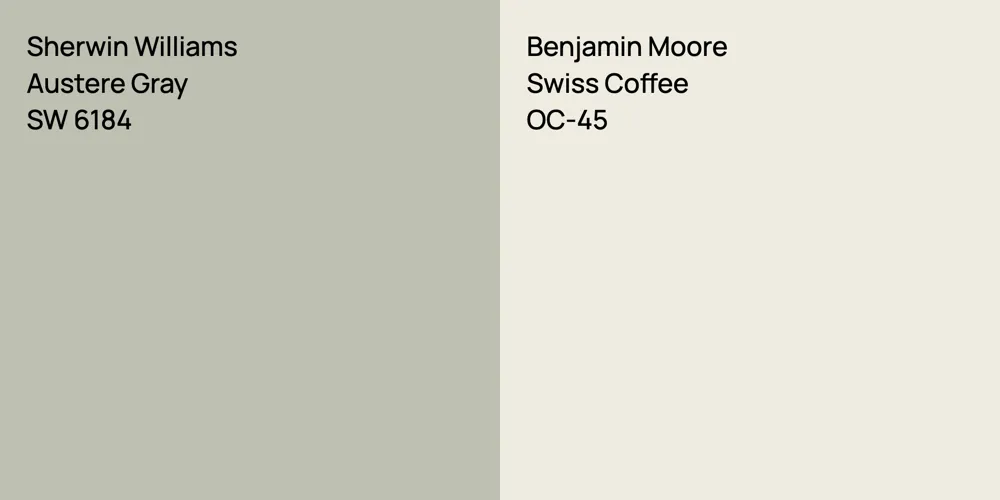 Sherwin Williams Austere Gray vs. Benjamin Moore Swiss Coffee