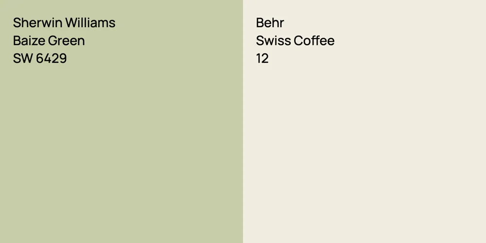 Sherwin Williams Baize Green vs. Behr Swiss Coffee