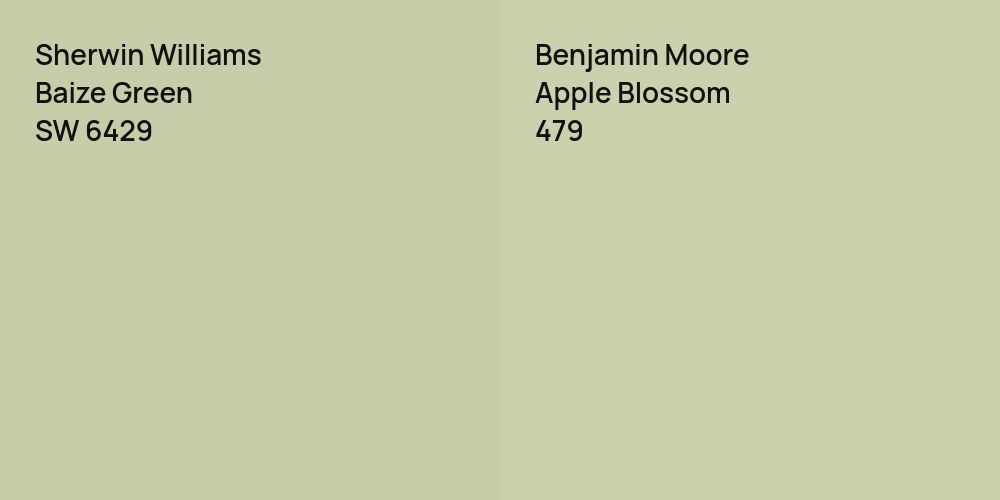 Sherwin Williams Baize Green vs. Benjamin Moore Apple Blossom