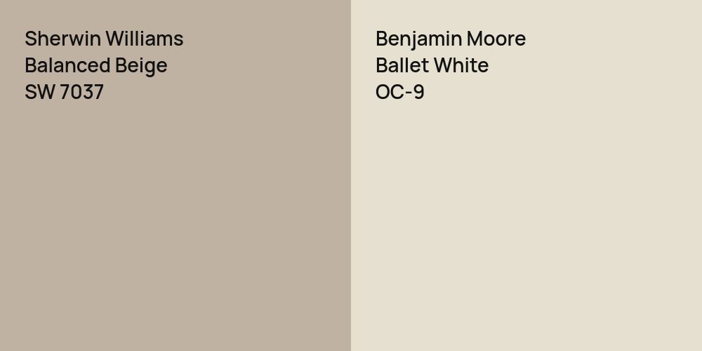 Sherwin Williams Balanced Beige vs. Benjamin Moore Ballet White