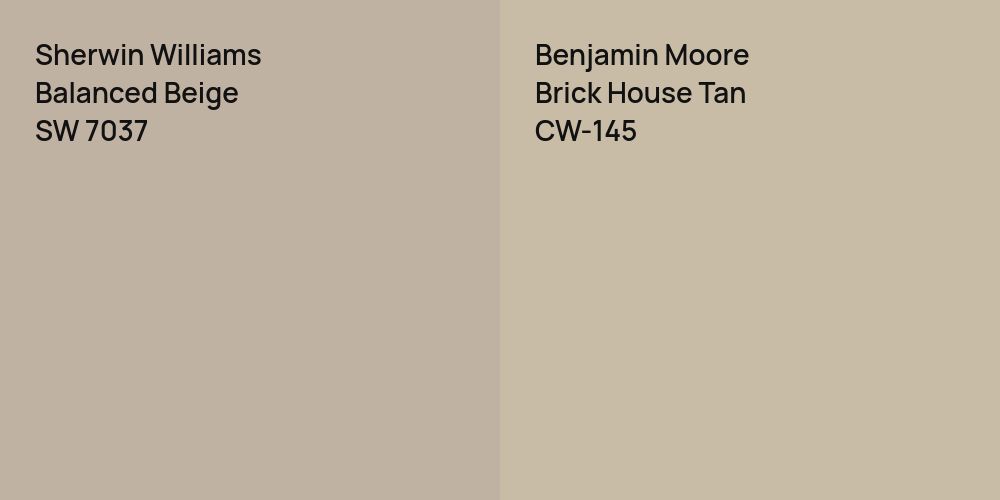 Sherwin Williams Balanced Beige vs. Benjamin Moore Brick House Tan