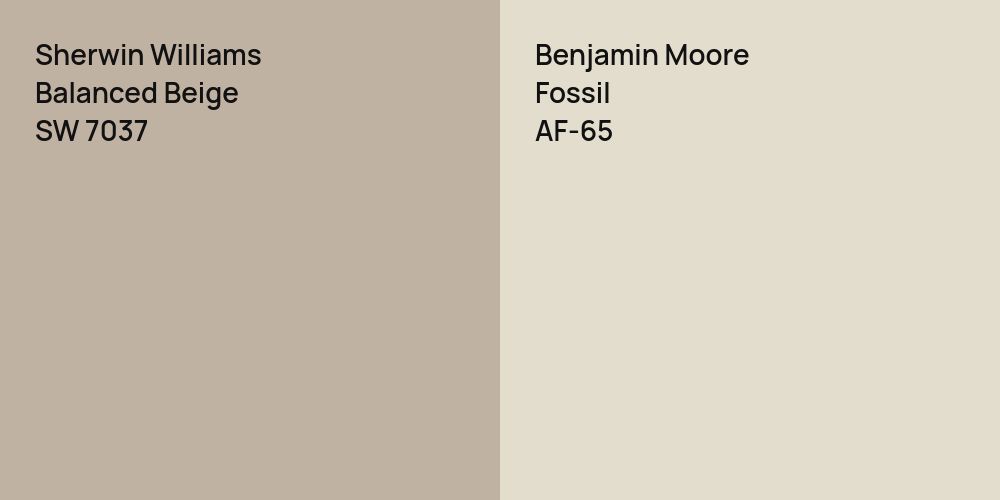 Sherwin Williams Balanced Beige vs. Benjamin Moore Fossil