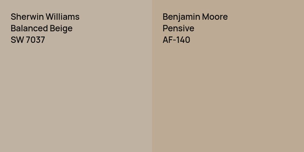 Sherwin Williams Balanced Beige vs. Benjamin Moore Pensive