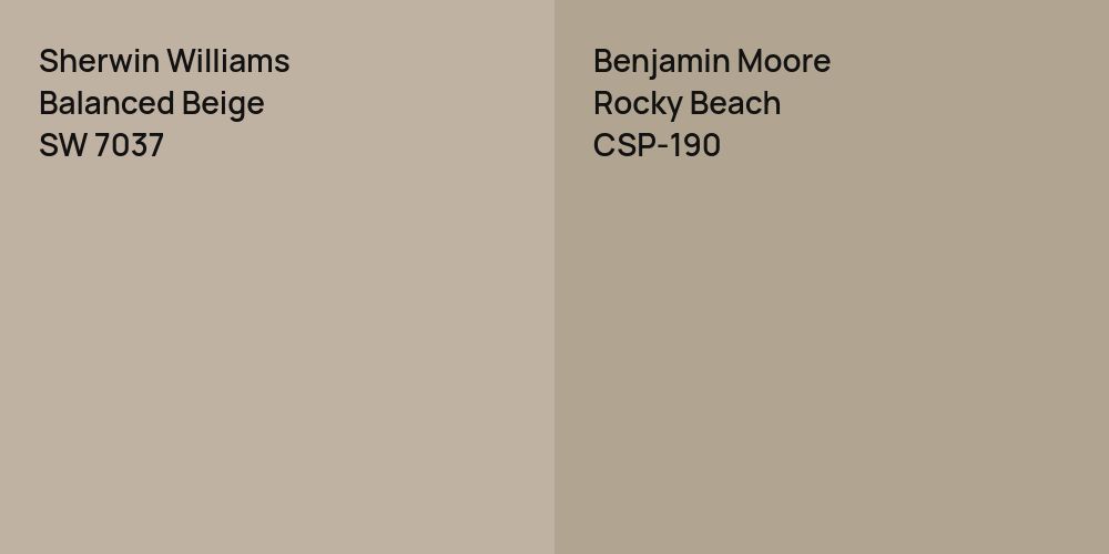 Sherwin Williams Balanced Beige vs. Benjamin Moore Rocky Beach