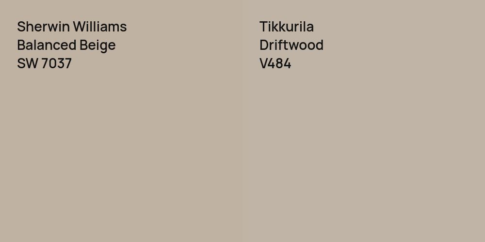 Sherwin Williams Balanced Beige vs. Tikkurila Driftwood