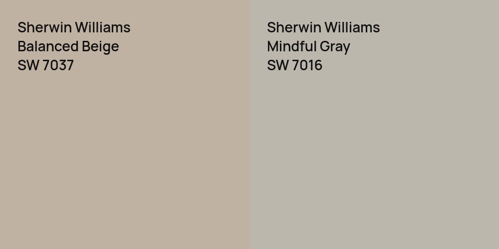 Sherwin Williams Balanced Beige vs. Sherwin Williams Mindful Gray