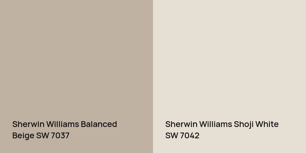 Sherwin Williams Balanced Beige vs. Sherwin Williams Shoji White