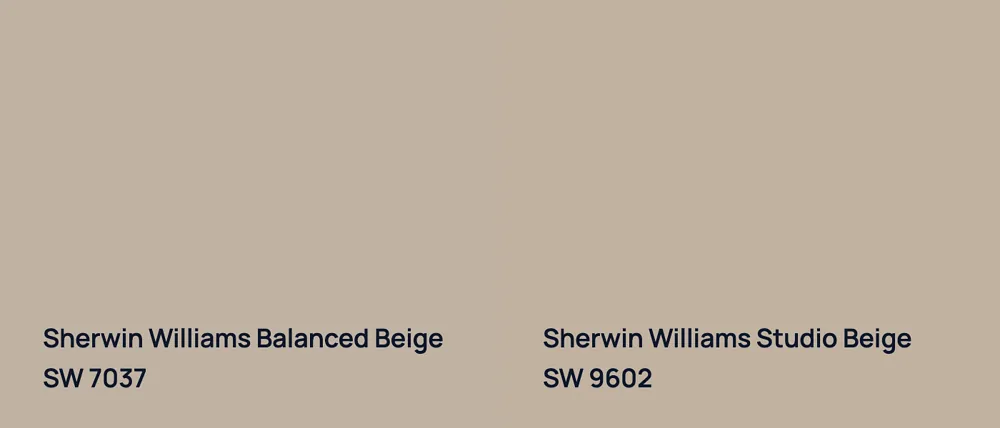 Sherwin Williams Balanced Beige SW 7037 vs Sherwin Williams Studio Beige SW 9602