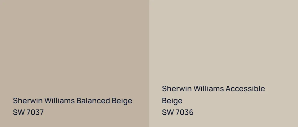 Sherwin Williams Balanced Beige SW 7037 vs Sherwin Williams Accessible Beige SW 7036