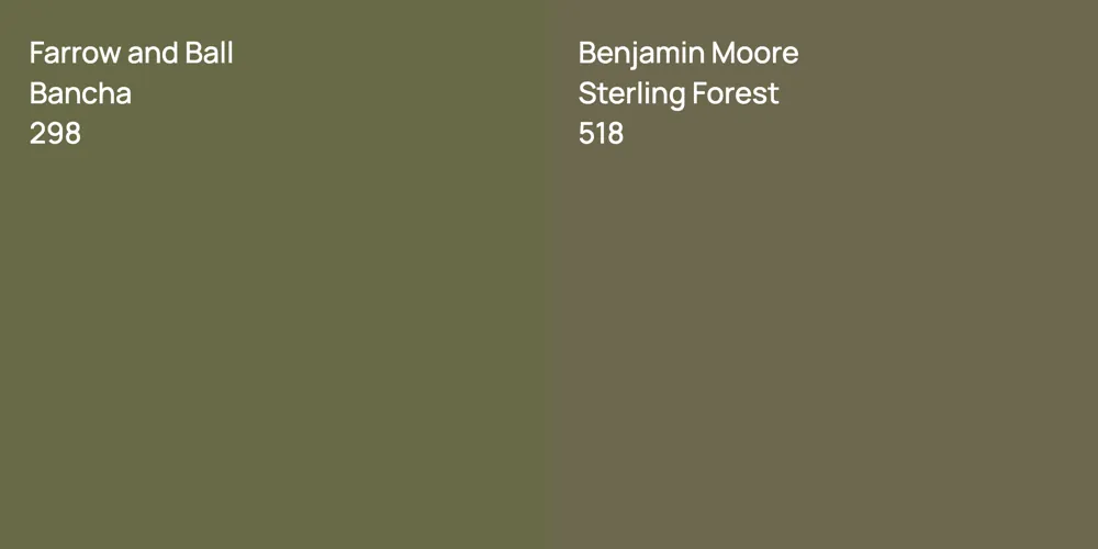 Farrow and Ball Bancha vs. Benjamin Moore Sterling Forest