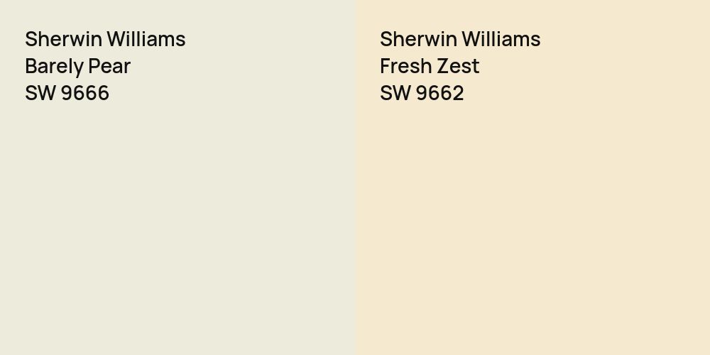 Sherwin Williams Barely Pear vs. Sherwin Williams Fresh Zest