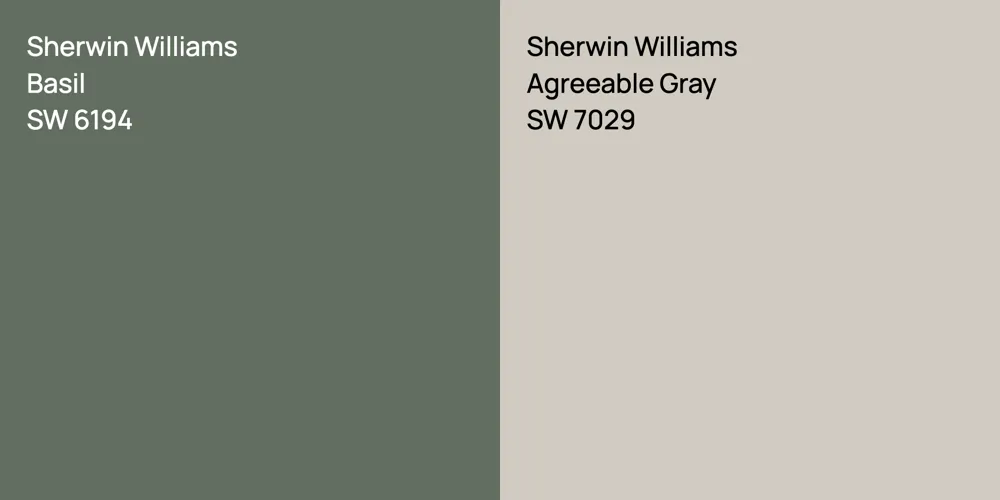 Sherwin Williams Basil vs. Sherwin Williams Agreeable Gray