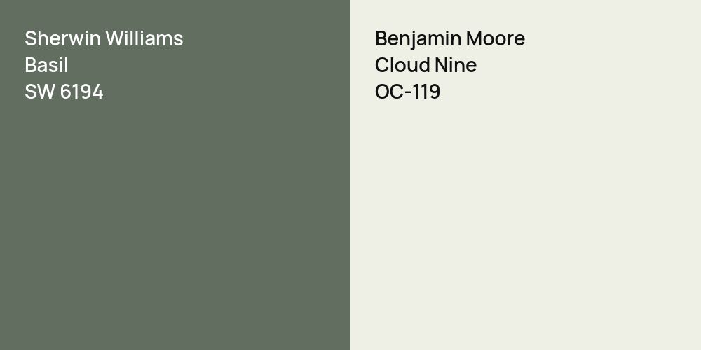 Sherwin Williams Basil vs. Benjamin Moore Cloud Nine