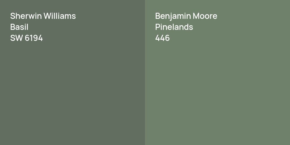 Sherwin Williams Basil vs. Benjamin Moore Pinelands