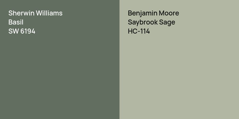 Sherwin Williams Basil vs. Benjamin Moore Saybrook Sage