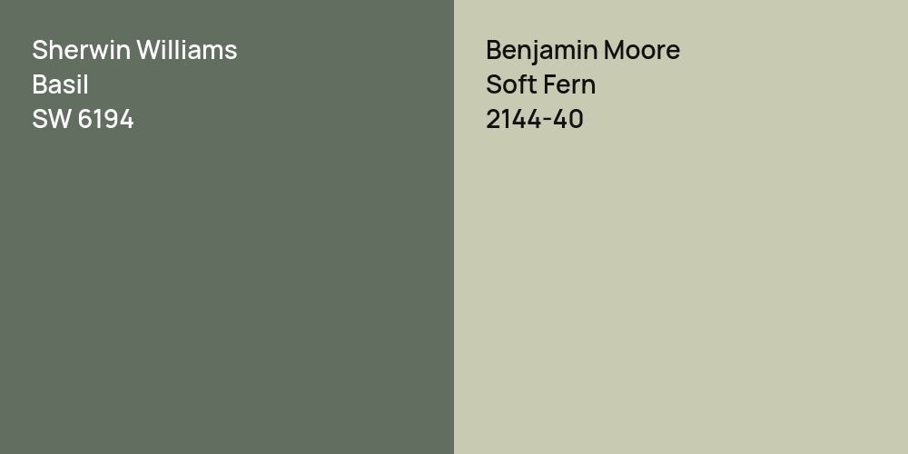 Sherwin Williams Basil vs. Benjamin Moore Soft Fern