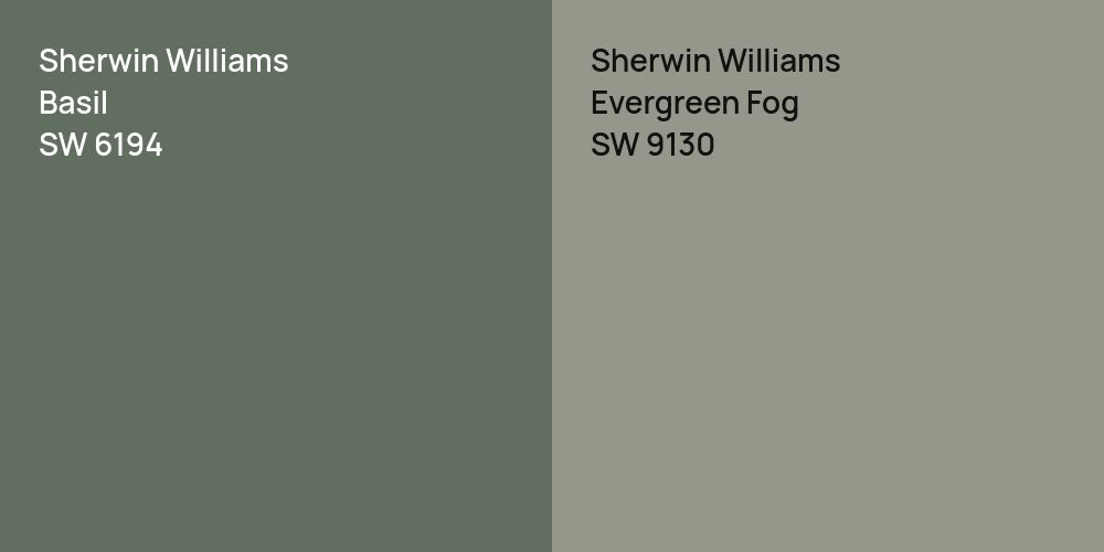 Sherwin Williams Basil vs. Sherwin Williams Evergreen Fog