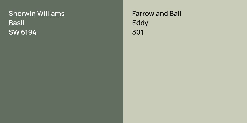 Sherwin Williams Basil vs. Farrow and Ball Eddy